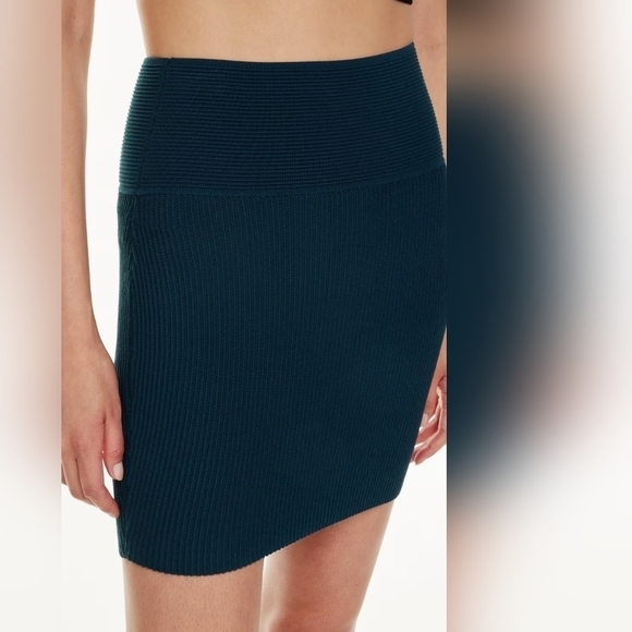 Aritzia Babaton Rose Mauve Ribbed High Rise Sculpt Knit Mini Skirt Slim Bodycon - Picture 4 of 10